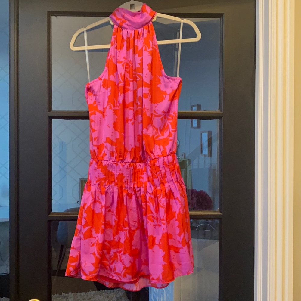 Pink floral halter dress